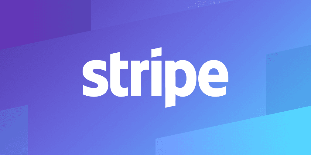 stripe company logo on blue background